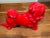 Vintage Red Asian Glazed Ceramic Foo Dog For Sale - Image 4 of 10