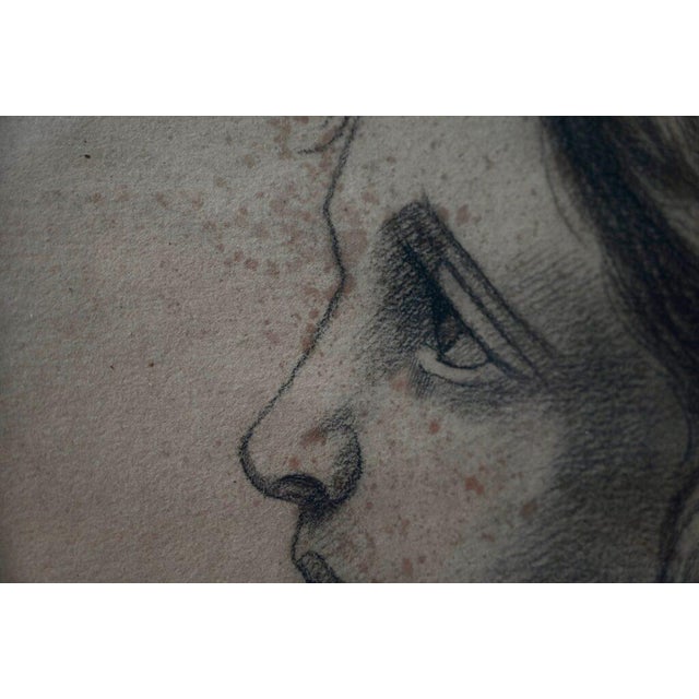 Portrait of a Young Woman, 1890s-1900s, Pencil Drawing, Framed For Sale - Image 4 of 11