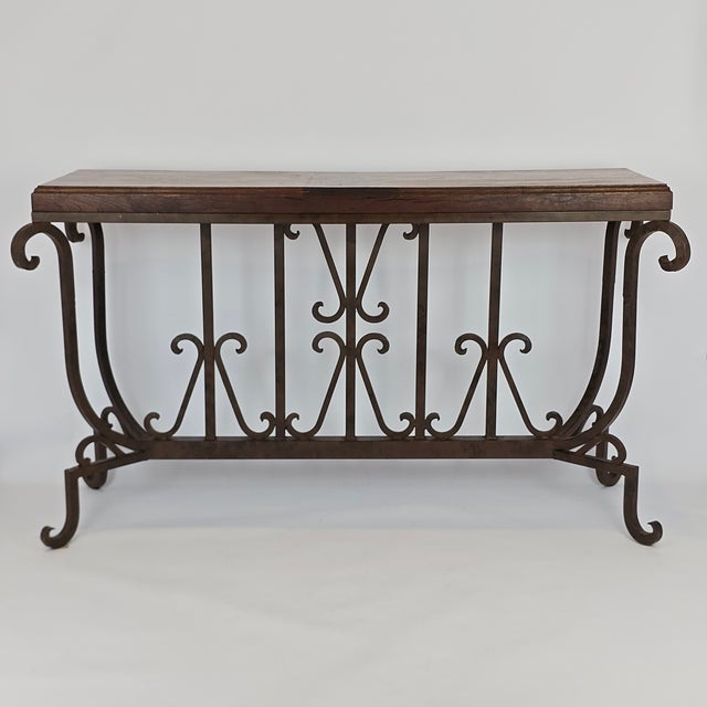 Mexports by Susana Molina Mesquite Wood and Iron Console Table For Sale - Image 12 of 17