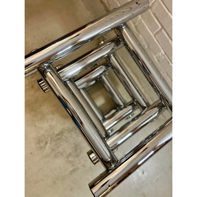 Postmodern 1970s Postmodern Chrome & Smoked Glass Three-Tier Étagère, in the Style of Pace Collection For Sale - Image 3 of 10