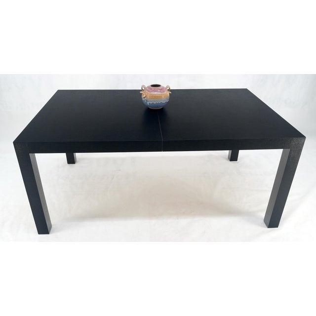 Black Linen Cloth Black Lacquer One Leaf Parsons Mid Century Compact Dining Table For Sale - Image 8 of 12