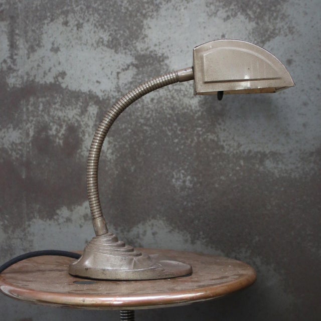 American Industrial Metal and Cast Iron Table Light For Sale - Image 5 of 9