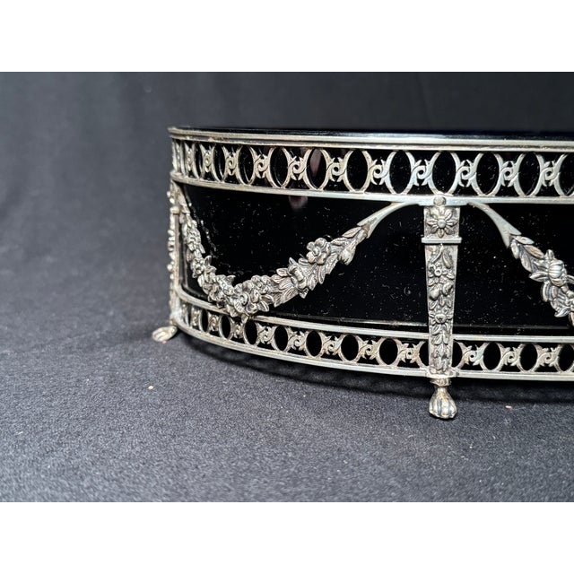 19th Century 19thC Louis XVI Dutch Silver Jardiniere With Blue Glass For Sale - Image 5 of 11