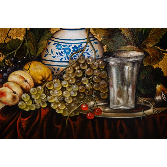 1980s 1980s Gilded Still Life Oil Painting by Norika For Sale - Image 5 of 6