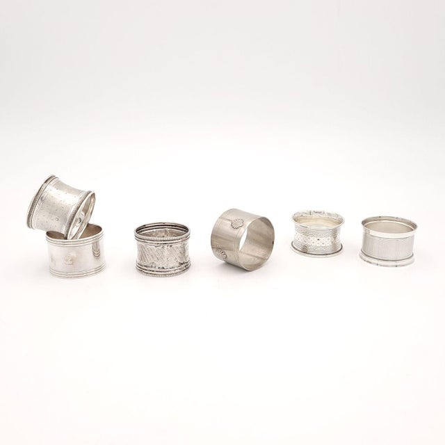 Late 19th Century Assembled Set of Six Silver Napkin Rings, France, 19th Century For Sale - Image 5 of 12