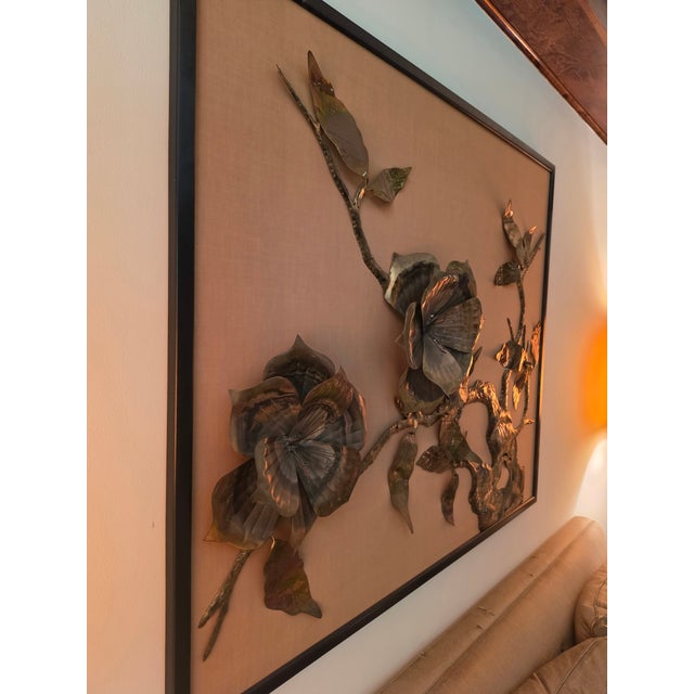 Artisan House Mid 20th Century Brutalist Floral Brass Wall Sculpture For Sale - Image 4 of 16