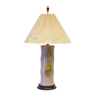 20th-C. Faux Bamboo Ceramic Lamp With Pagoda Finial For Sale