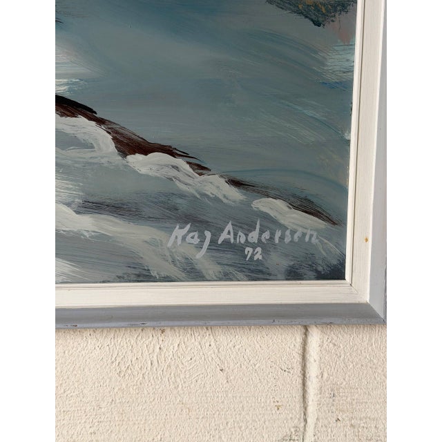 Textile Kay Andersen Coastal Landscape Painting Vintage 1972 For Sale - Image 7 of 9