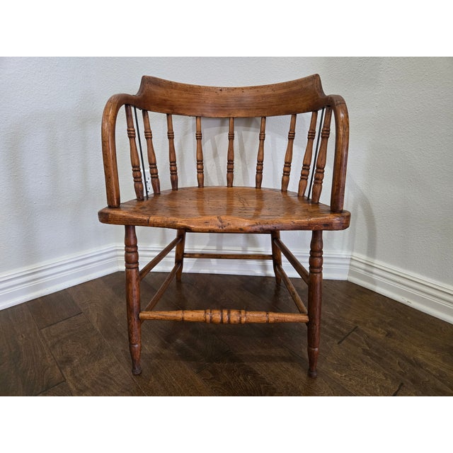 Late 19th Century Antique Captain's Chair For Sale - Image 5 of 10