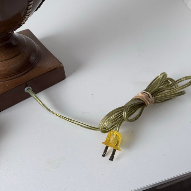 1970s Palm Tree Bamboo Relief Table Lamp For Sale - Image 10 of 10