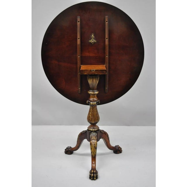 Vintage Chippendale Style Mahogany Pie Crust Ball and Claw Tilt Top Tea Table For Sale - Image 10 of 12