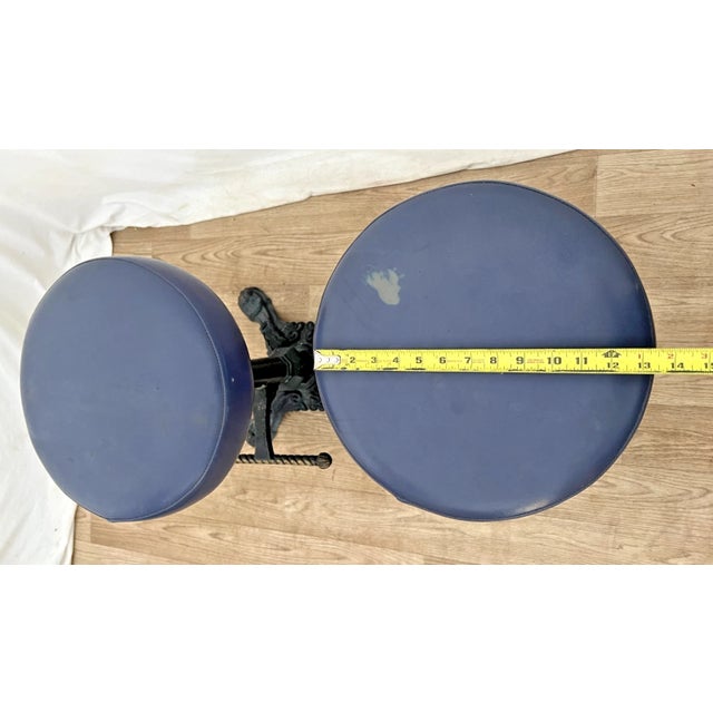 Vintage Cast Iron Bar Stools Barley Twist Footrest Swivel Seat Set of Two For Sale - Image 9 of 10