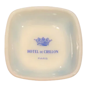Vintage Hotel De Crillon Paris Ashtray Dish White Milk Glass