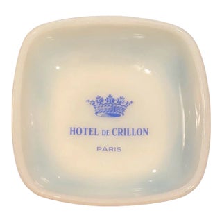 Vintage Hotel De Crillon Paris Milk Glass Ashtray Catchall Trinket Dish For Sale