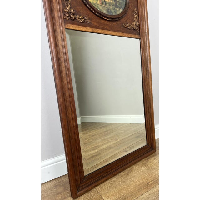 French Style Wall Mirror in Oak For Sale - Image 10 of 14