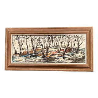 Forest in Winter, 1950s, Oil on Panel, Framed For Sale