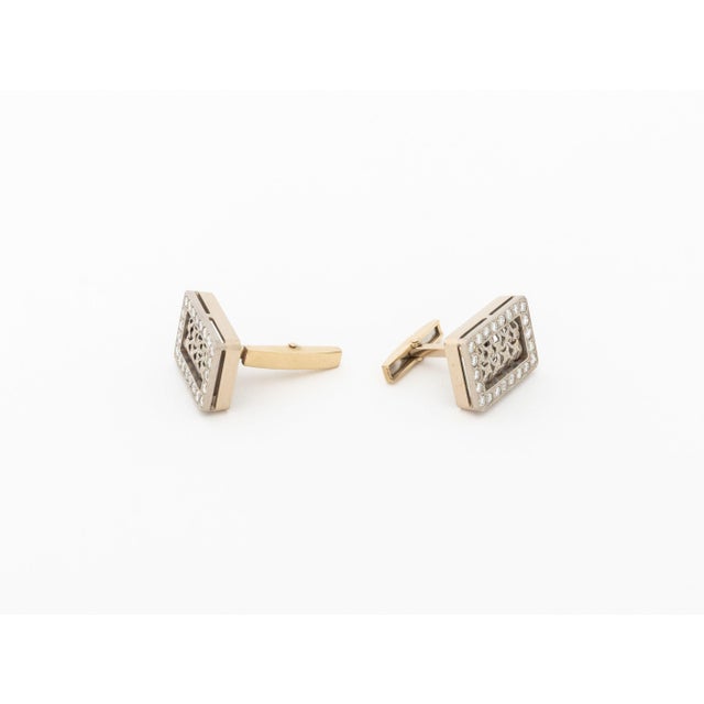 Late 20th Century 18k White Gold and Diamond Cufflinks For Sale - Image 5 of 10
