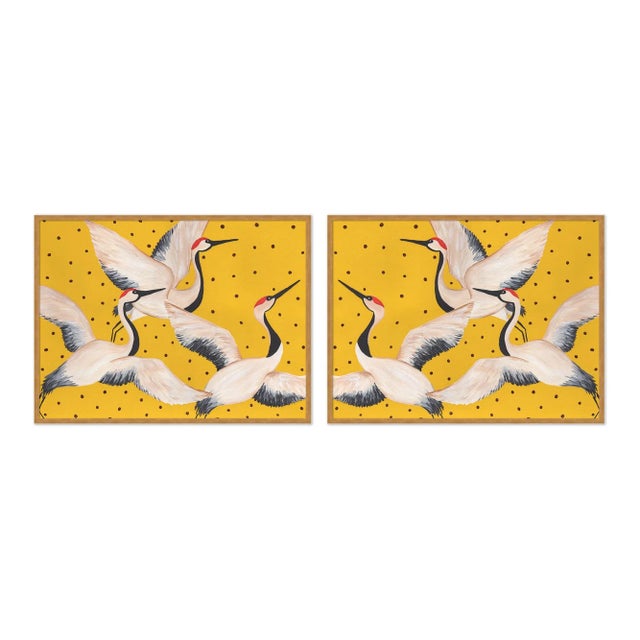 Willa Heart Babette Cleo & Estelle Diptych in Yellow by Willa Heart in Gold Frame, Small Art Prints, Set of 2 For Sale - Image 4 of 4