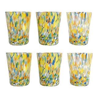 Sunrise Multi Murano Style Millefiori Drinking Glasses Tumblers - Set of 6 For Sale