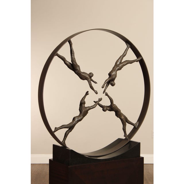 Modern Reaching For Center Large Sculpture on Pedestal For Sale - Image 3 of 12