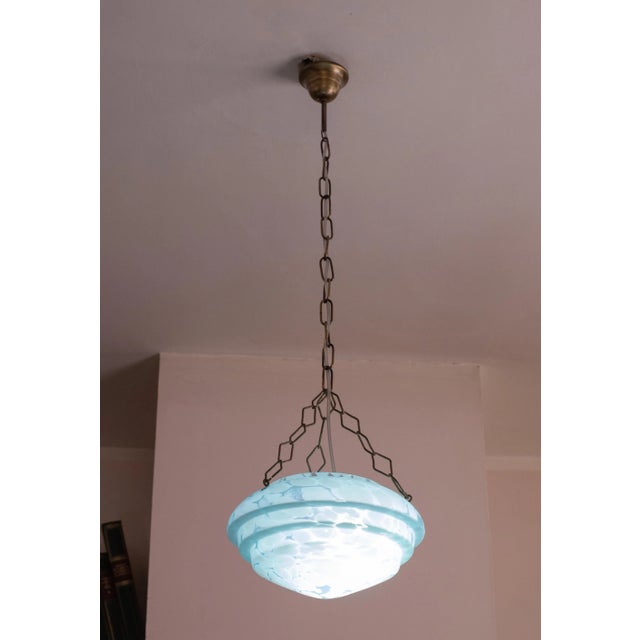 American Italian Sea Blue Glass Pendant, 1960s For Sale - Image 3 of 12