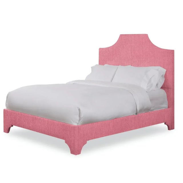 Modern Kit California King Bedframe, Rose Linen For Sale - Image 3 of 4