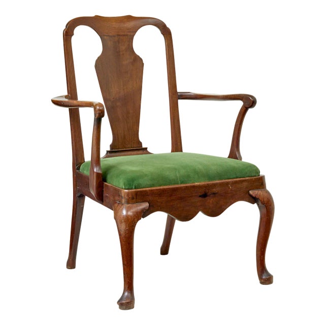 18th Century English Walnut Study Armchair, 1760 For Sale