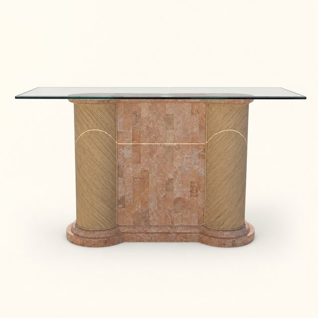 Postmodern Tessellated Stone and Glass Console Table, 1980s, Marble For Sale - Image 12 of 18
