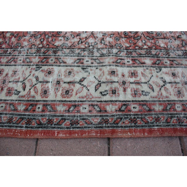 Textile 1950s Vintage Chinese Hand Knotted Red Floral Desing Oushak Area Rug For Sale - Image 7 of 13