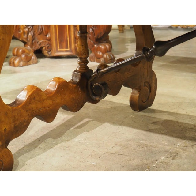 Large Spanish Walnut Dining Table With Wide Open Lyre Legs, Circa 1900 For Sale - Image 15 of 18