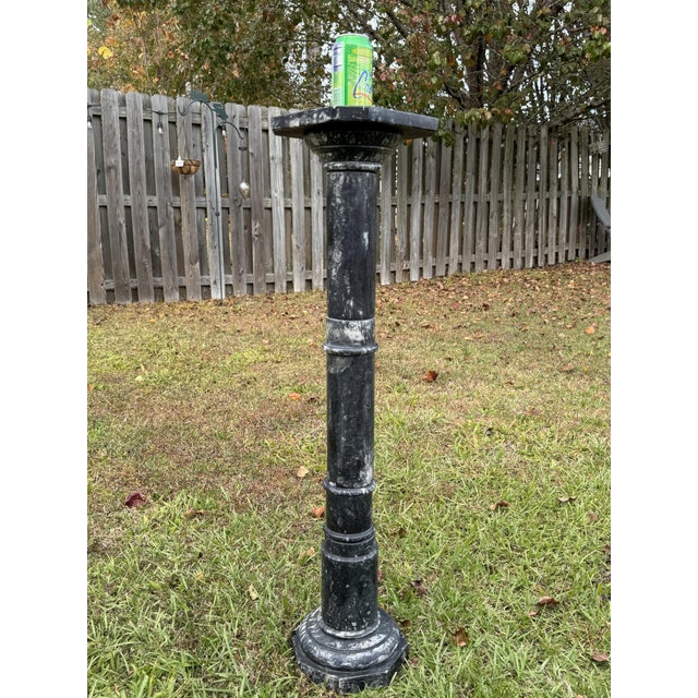 Italian Vintage 1950s Italian Black Marble W/White Veins 38" Pedestal Columnar Stand For Sale - Image 3 of 12
