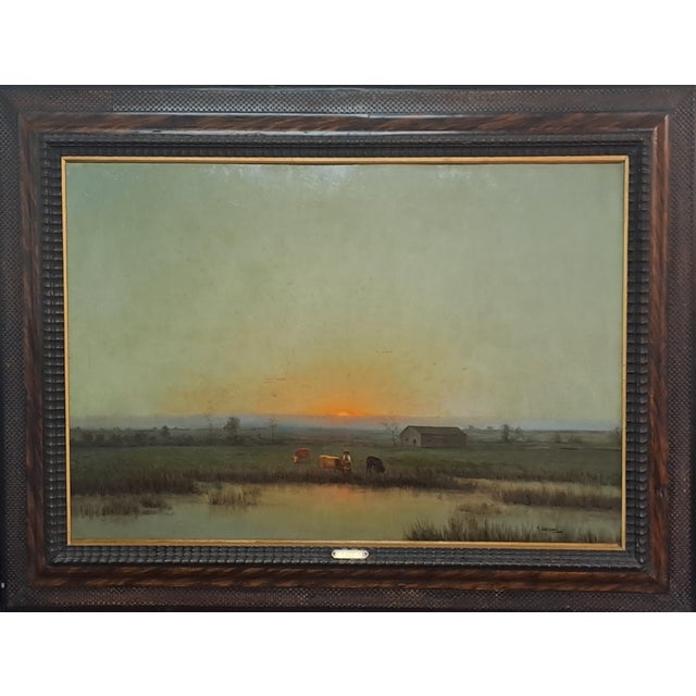 G. Bazzani, Lombard Countryside, 1920s, Oil Painting on Panel, Framed For Sale - Image 8 of 8