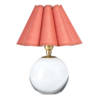 Giorgio Crystal Mini Lamp, Natural Brass with Wild Poppy Scalloped Shade For Sale