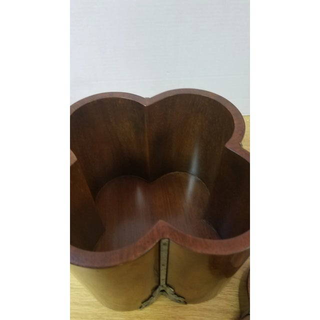 Late 20th Century Vintage Quatrefoil Wood Box with Patinated Brass Accents For Sale - Image 5 of 8