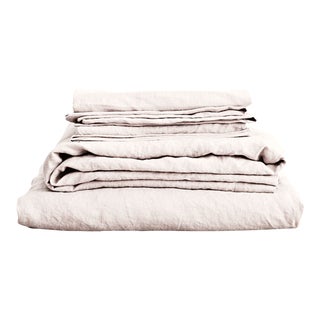 Modernplum Linen Sheet Set Off-White Queen - 4 Pieces For Sale