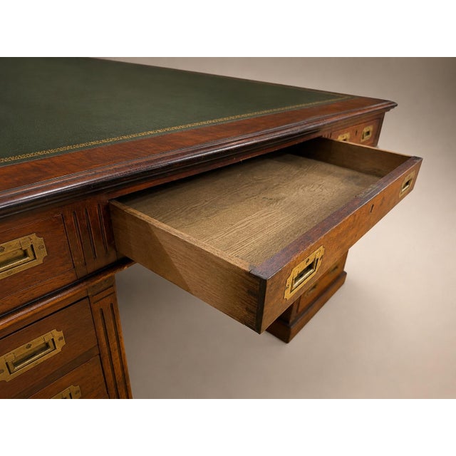 Campaign Monumental 19th Century Mahogany Campaign Partner’s Library Desk For Sale - Image 3 of 12