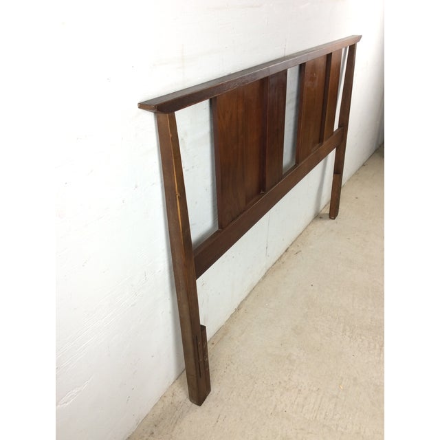 Mid Century Modern Walnut Headboard With Turned Wood Frame For Sale - Image 14 of 18