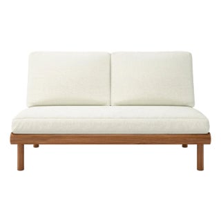 Rishon Teak Outdoor Love Seat - Canvas Natural For Sale