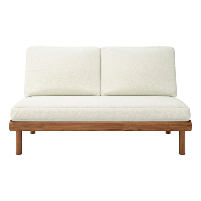 Rishon Teak Outdoor Love Seat - Canvas Natural For Sale
