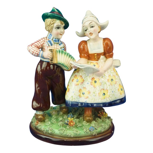 Ceramic Sculpture of Tyrolean Children by Teodoro Sebelin for Bassano, Italy, 1930s For Sale