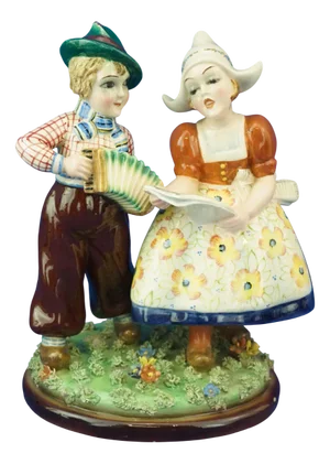 Ceramic Sculpture of Tyrolean Children by Teodoro Sebelin for Bassano, Italy, 1930s