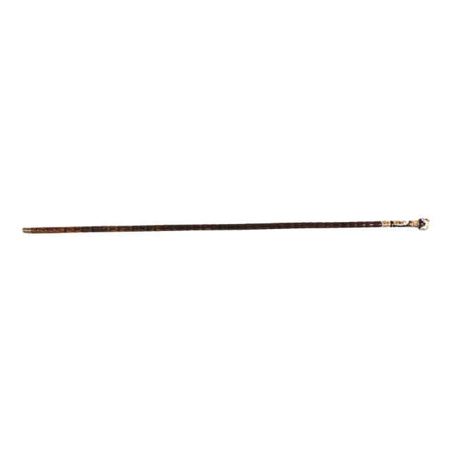 Antique French Gold Plate and Porcelain Walking Sword Stick, 1800s For Sale