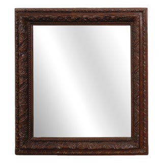 Large Antique French Carved Oak Mirror, 19th Century For Sale