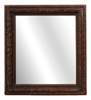 Large Antique French Carved Oak Mirror, 19th Century