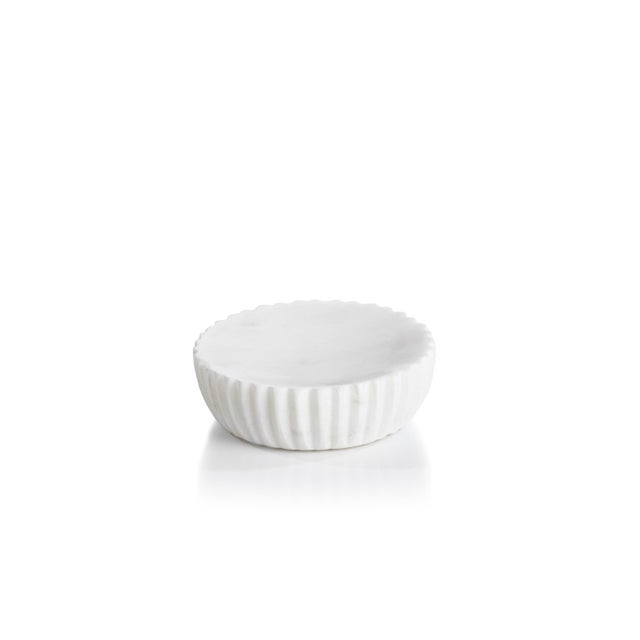 Contemporary Mannara 5" Diameter Marble Soap Dish For Sale - Image 3 of 3