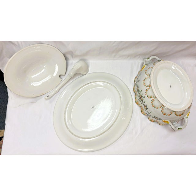 White Mid 20th Century Italian Lidded Soup Tureen With Saucer and Ladle For Sale - Image 8 of 12