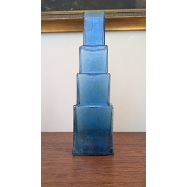 Bertil Vallien Kosta Boda Metropolis Cobalt Glass Block Vase by Bertil Vallien For Sale - Image 4 of 9