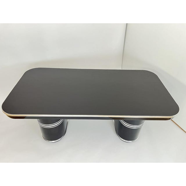 New York Desk in Black Lacquered Metal & Linoleum from Mauser, Germany, 1950 For Sale - Image 14 of 18