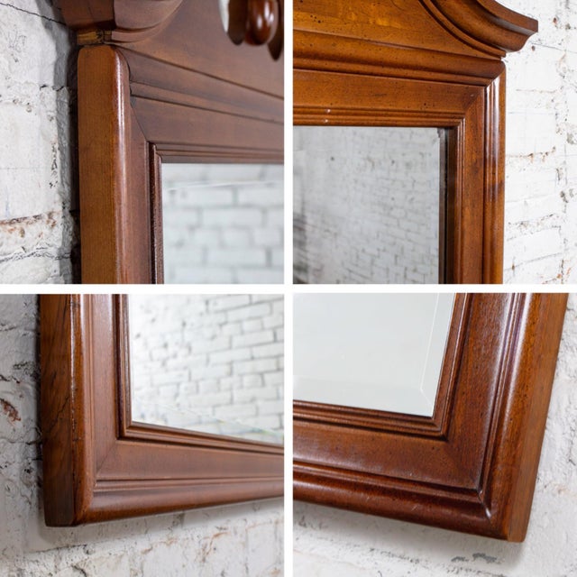 Mid to Late 20th Century Chippendale Style Wall Mirror Rectangular With Arched Carved Pediment Top For Sale - Image 16 of 18