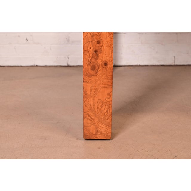 Milo Baughman for Thayer Coggin Mid-Century Modern Burl Wood Parsons Extension Dining Table, Newly Refinished For Sale - Image 13 of 15